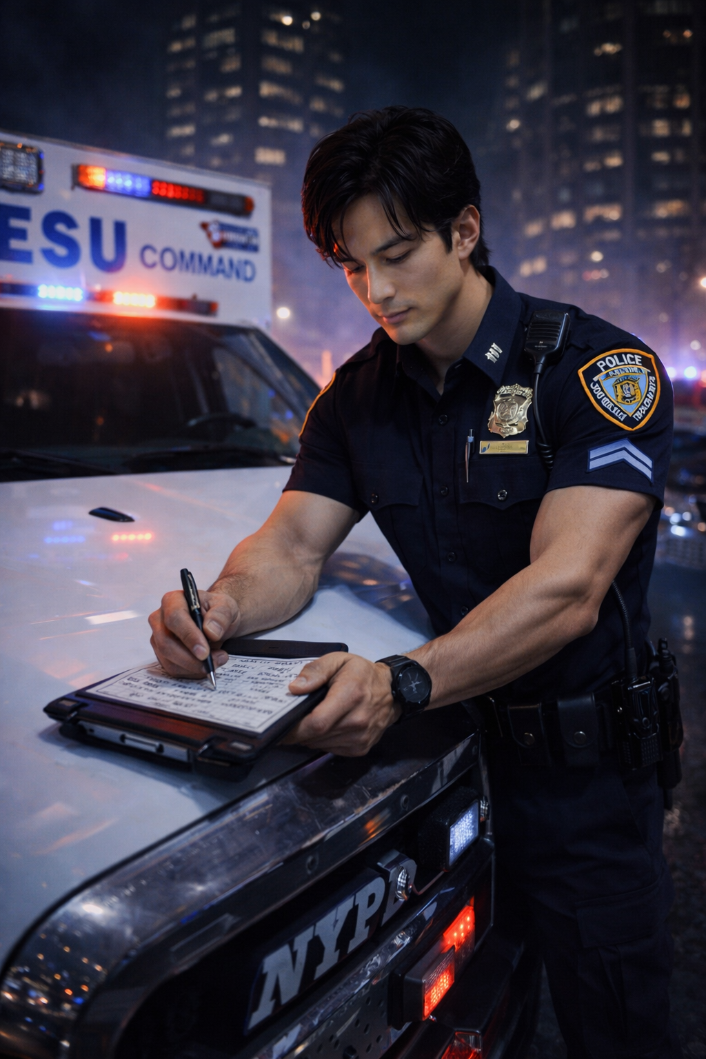 Miller — polished wingtip brogues, pinstriped trousers, the wide-brimmed fedora