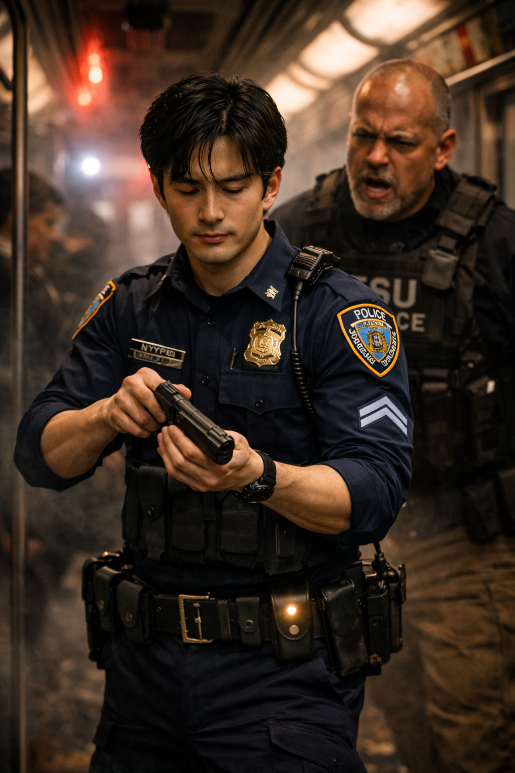 The ESU Commander storming over — furious, grabbing NYPD by the vest