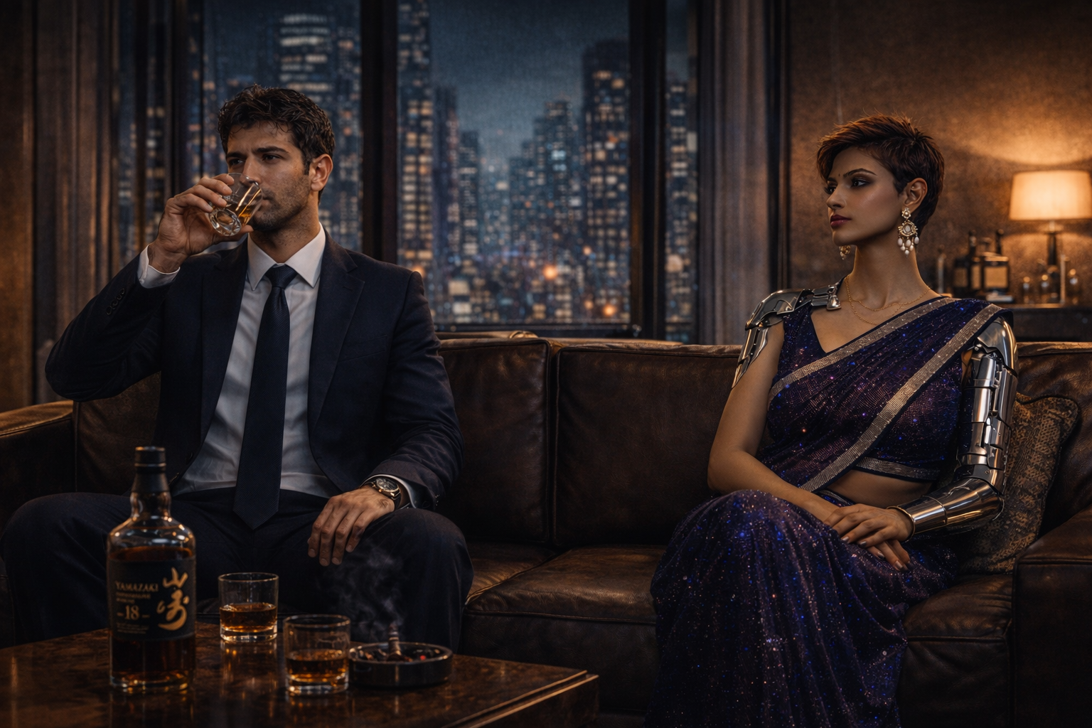 Diya behind The Shark’s chair — the saree shift derailing Sterling’s train of thought