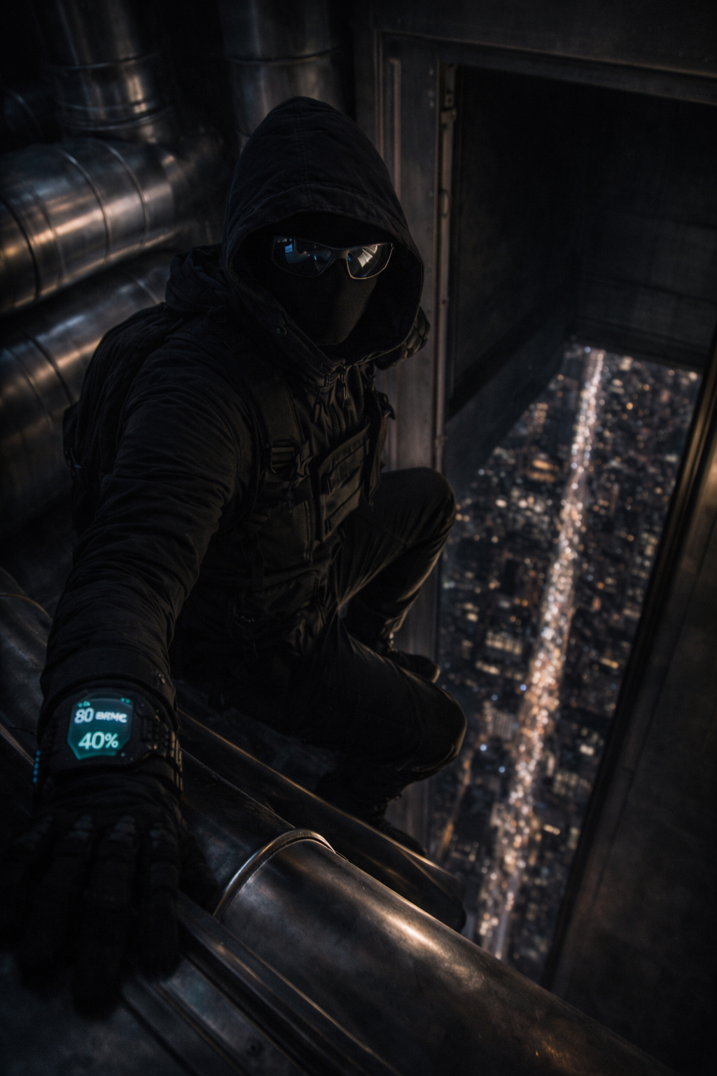 Zero disappearing back into the ventilation shaft — the tower swallowing him whole